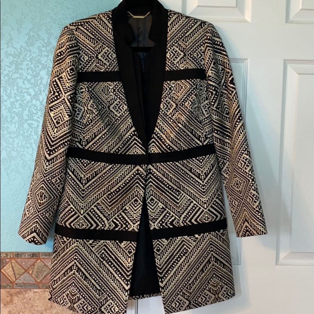 Metallic gold/white/black above the knee jacket